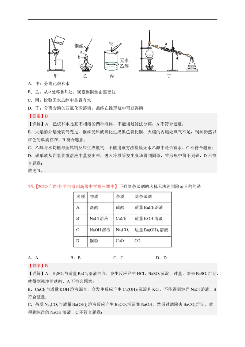 点击06『辨玉识金』物质鉴别、实验设计与评价--2023年高考化学热点&middot;重点&middot;难点（全国通用）（解析版）_05高考化学_通用版（老高考）复习资料_2023年复习资料_专项复习
