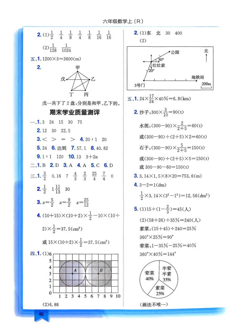 六年级数学上册人教版25秋《黄冈小状元作业本》答案_小学1-6年级《黄冈小状元》含测评卷和作业本_「1-6年级数学上册人教版黄冈小状元作业本》」含测评卷+答案