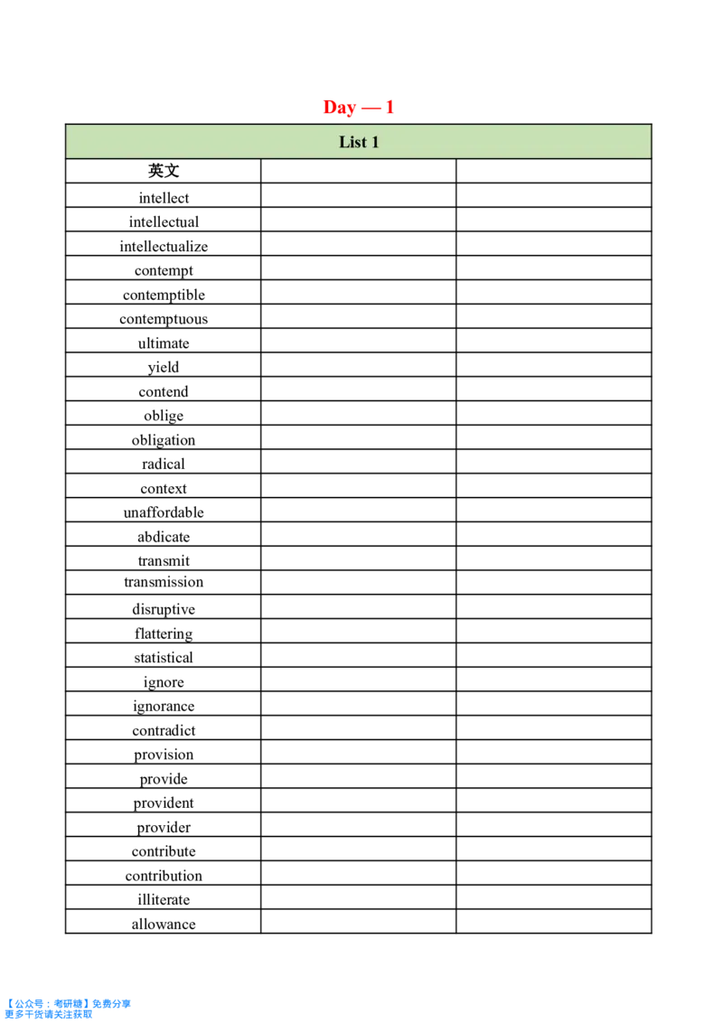 十天搞定考研单词默写本_27考研真题_考研英语一、二真题+解析（1994-2026）_考研词汇默写本合集