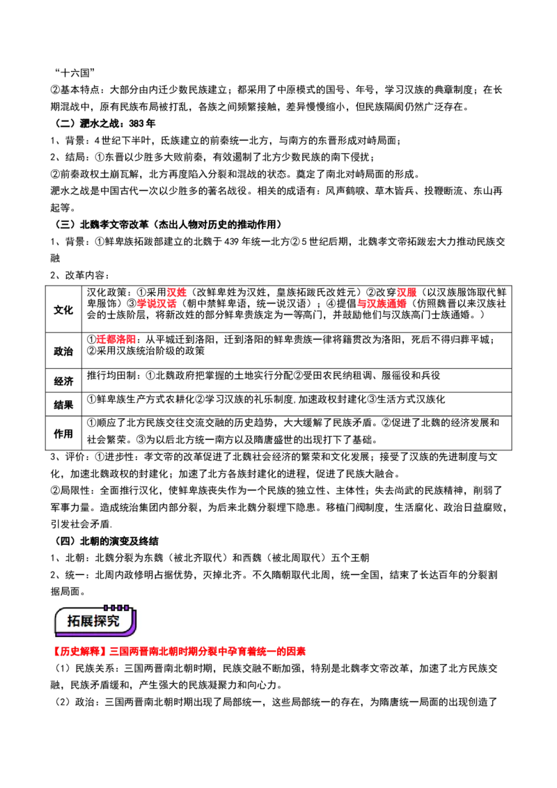 第04讲三国至五代十国的政权更迭、民族交融、经济发展与社会治理（讲义）（原卷版）_07高考历史_2025年新高考资料_一轮复习_2025年高考历史一轮复习讲练测（新教材新高考）