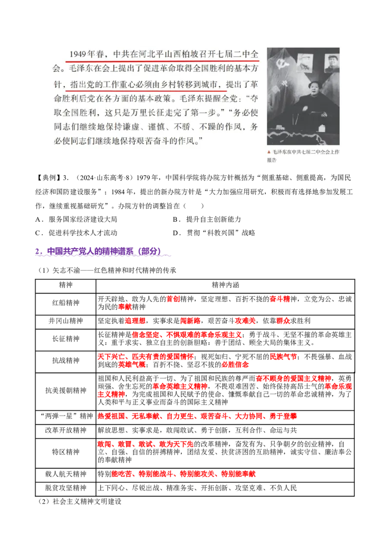 热点02赓续红色党史，实现民族复兴（讲义）（原卷版）_07高考历史_2025年新高考资料_二轮复习_上好课2025年高考历史二轮复习讲练测（新高考通用）3379861