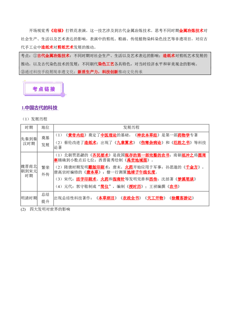 热点01历史视角下的2025年非遗春晚（讲义）（解析版）_07高考历史_2025年新高考资料_二轮复习_01高考语文等多个文件_上好课2025年高考历史二轮复习讲练测（新高考通用）