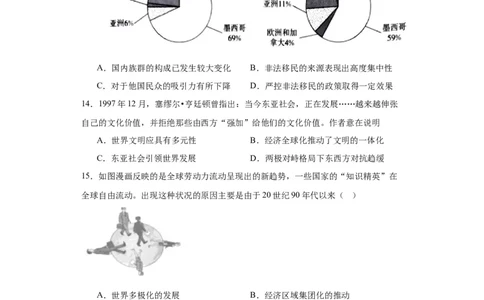 现代社会的&ldquo;移民&rdquo;和多元文化专项练习--2024届高三历史统编版二轮复习原卷版_07高考历史_2024年新高考资料_2.2024二轮复习_2024届高三历史统编版二轮复习专项训练