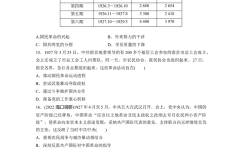 板块二　第九单元　训练26　中国诞生、国共合作与国民革命_07高考历史_2025年新高考资料_一轮复习_2025高考大一轮复习历史（通史版）_学生用书Word版文档全书_一轮复习67练