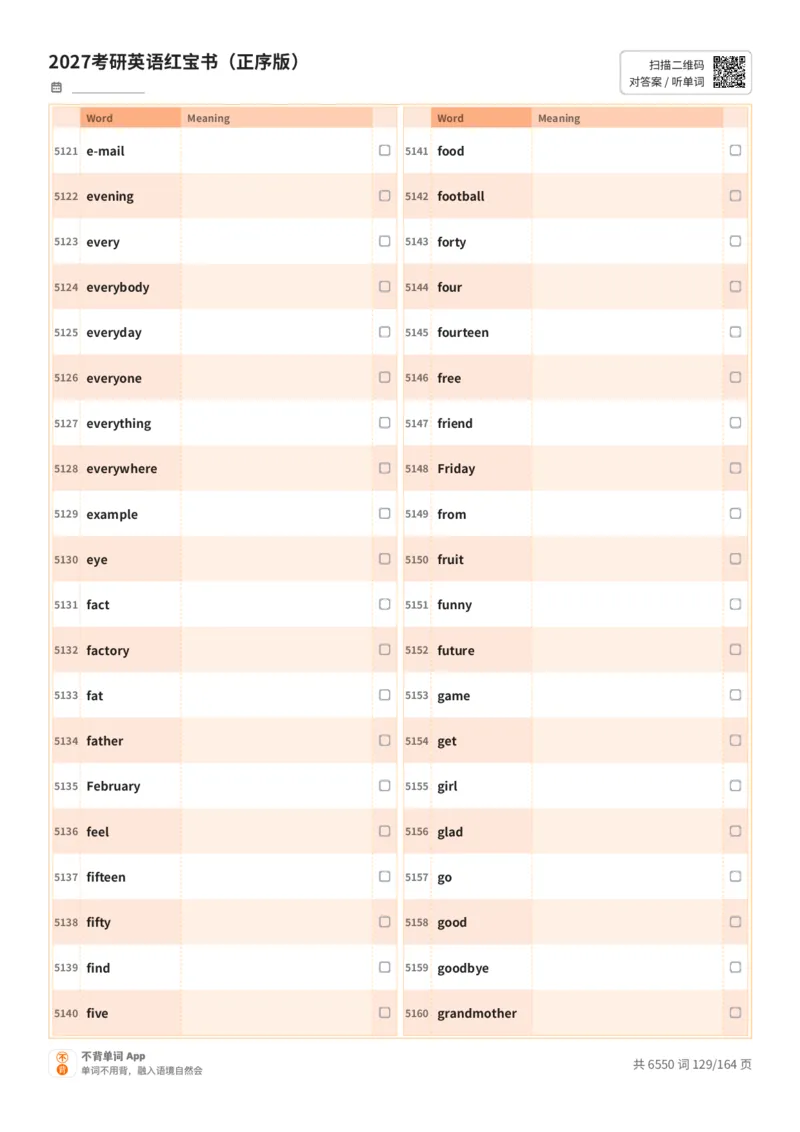 2027考研英语红宝书（正序版）英文词表_27考研真题_考研英语一、二真题+解析（1994-2026）_03.红宝书_默写本(含正序、乱序、中英对照版)_正序版-对照英文默写