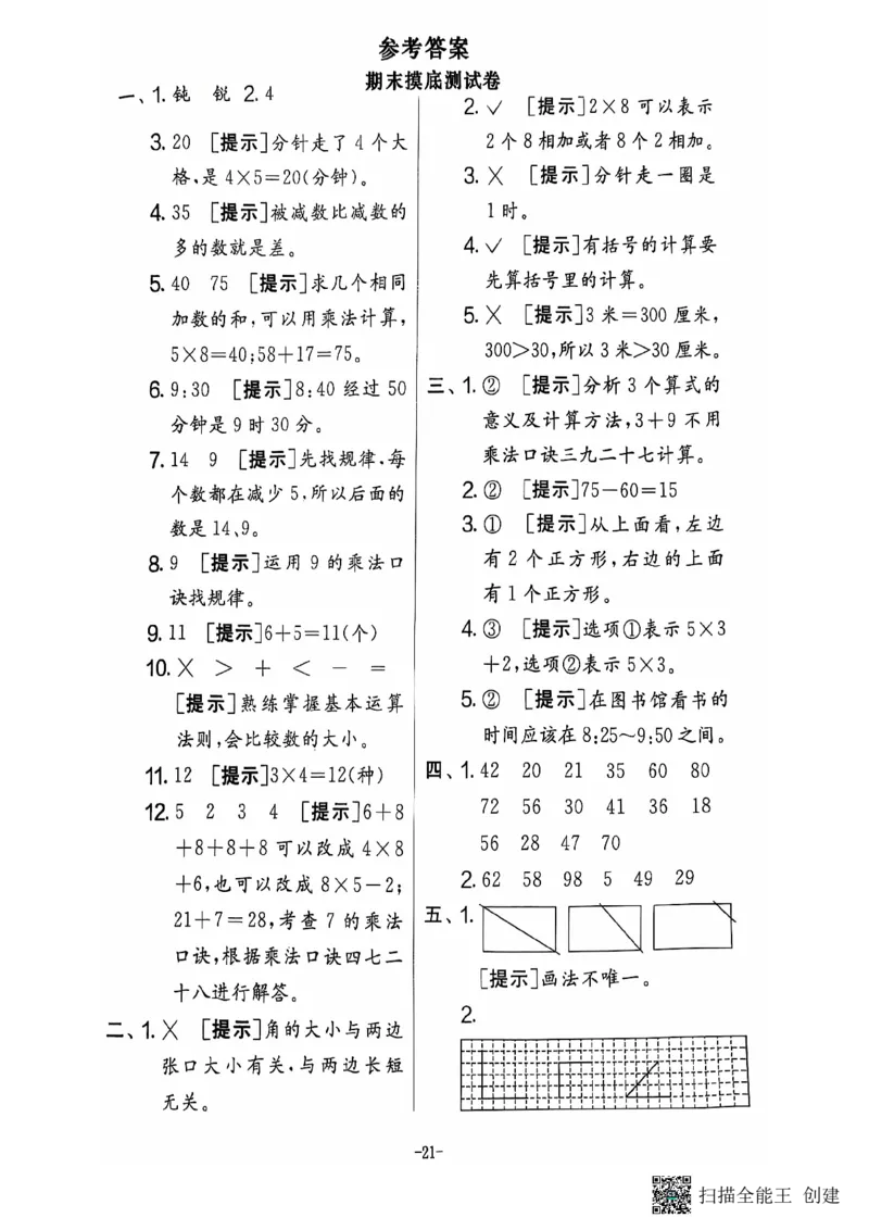 二年级期末数学人教版_小学1-6年级常用的上册资源汇总_二年级上册资料(1)