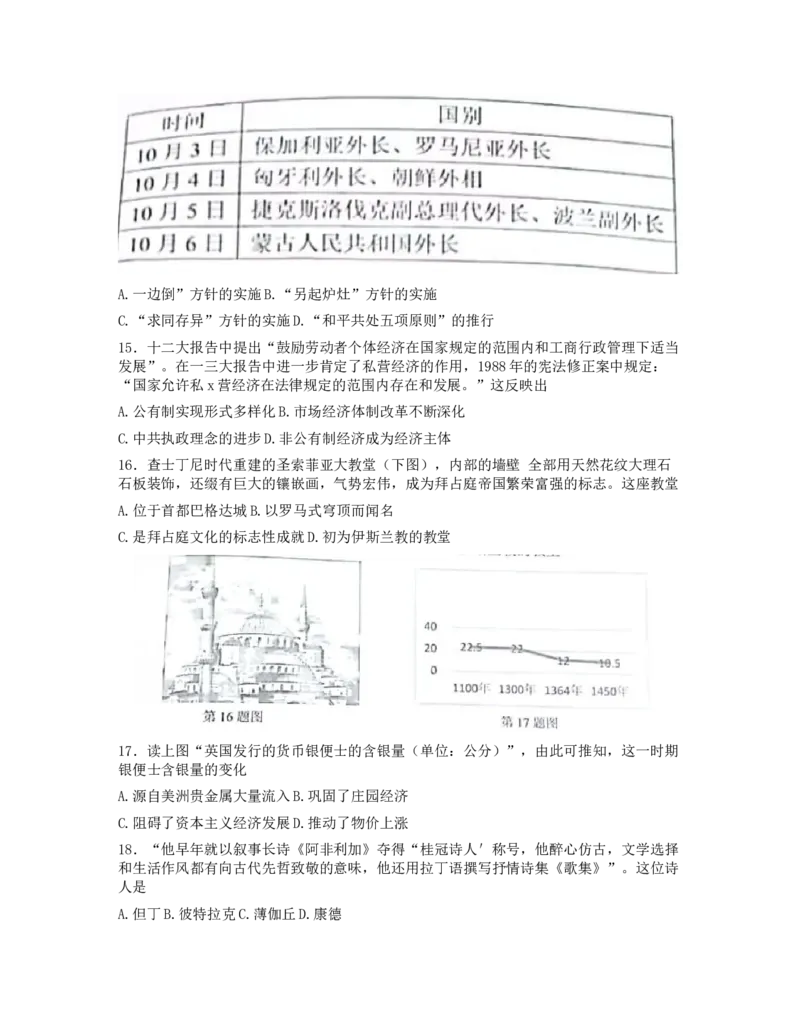 浙江省七彩阳光新高考研究联盟2022-2023学年高三上学期返校联考历史试卷含答案_07高考历史_历史高考模拟题_新高考_2023年