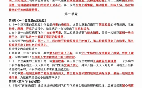 四年级上册1-8单元语文课文重点内容梳理(1)_小学1-6年级常用的上册资源汇总_四年级上册资料(1)