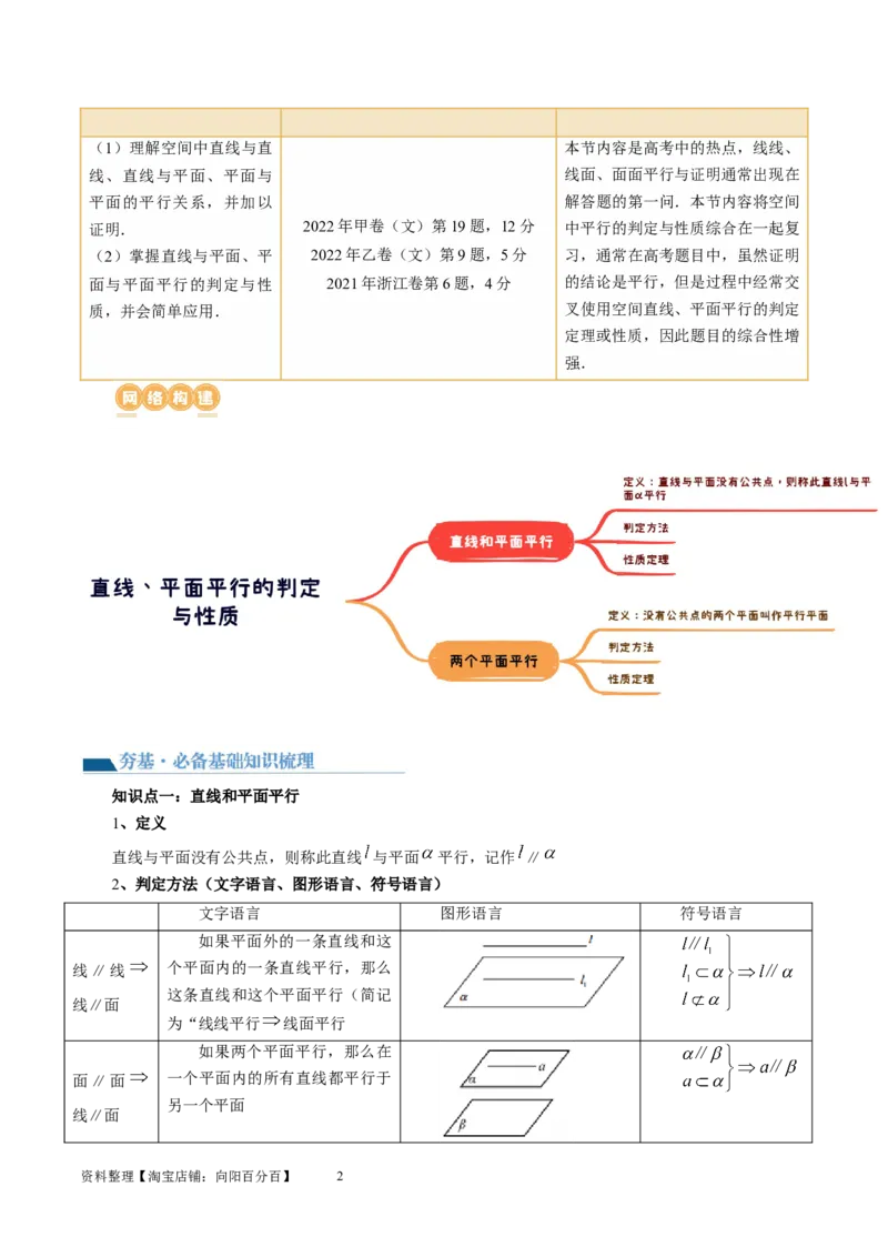 第03讲直线、平面平行的判定与性质（八大题型）（讲义）（教师版）_02高考数学_新高考复习资料_2024年新高考资料_一轮复习资料_第七章立体几何与空间向量