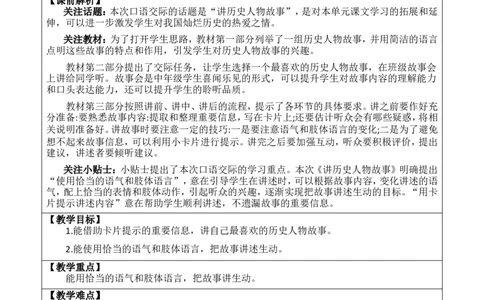 口语交际：讲历史人物故事优质版教案_25秋1-6年级语文上册课件教案_25秋统编版语文四年级上册_统编版语文四年级上册教学资源包（25秋七彩课堂）_8.第八单元_口语交际：讲历史人物故事