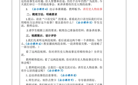 口语交际：讲历史人物故事优质版教案_25秋1-6年级语文上册课件教案_25秋统编版语文四年级上册_统编版语文四年级上册教学资源包（25秋七彩课堂）_8.第八单元_口语交际：讲历史人物故事