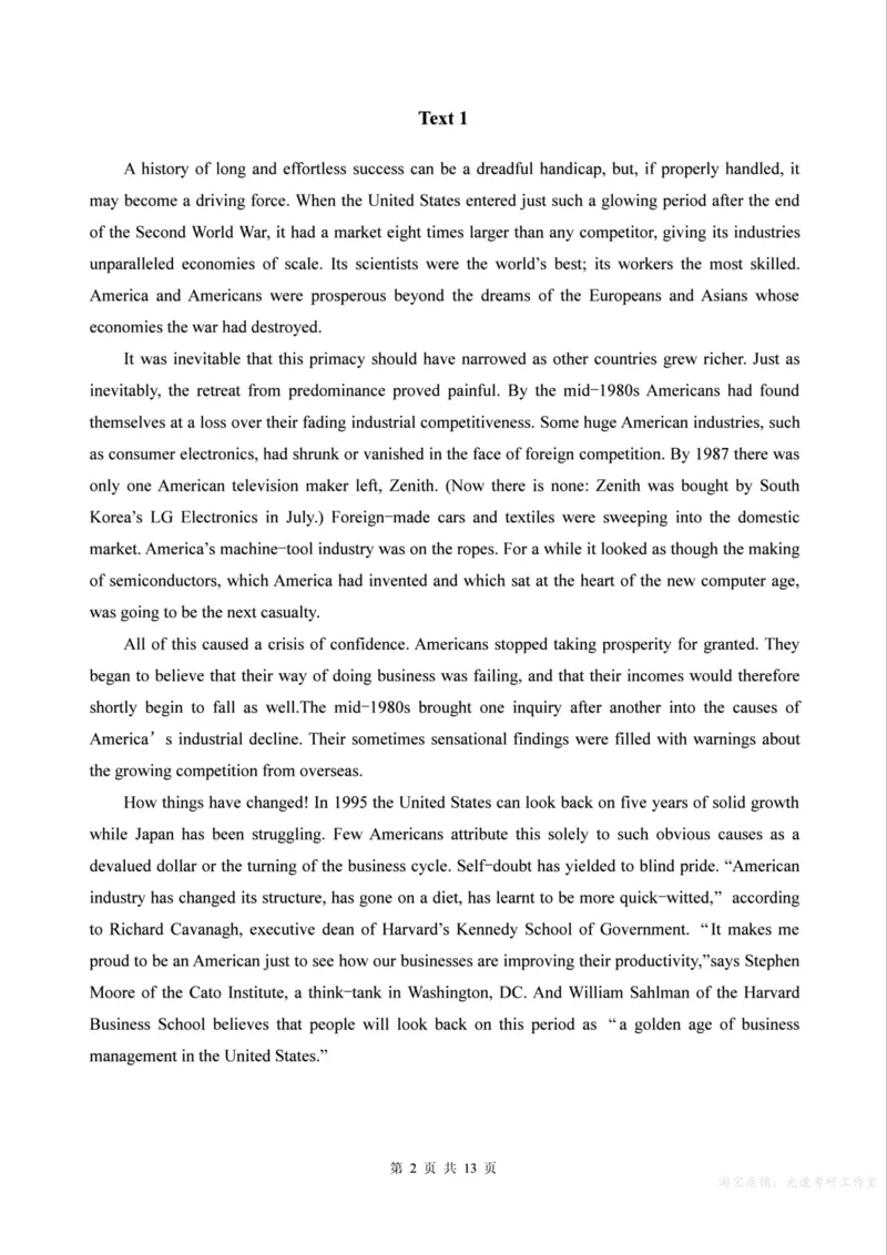 2000年考研英语真题（可复制、可搜索）_考研真题_x_英语一真题+解析［80-25］_英语一1980-2009真题及解析_1998-2009考研英语真题（PDF)