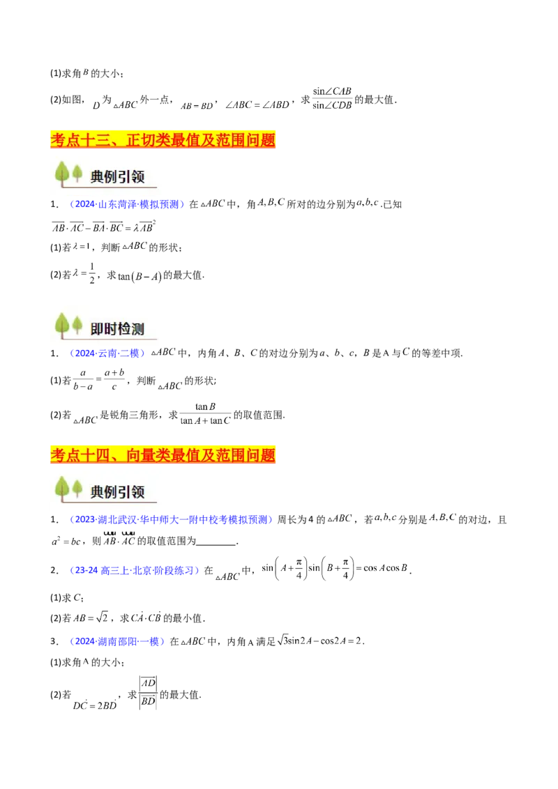 第09讲解三角形中的最值及范围问题（学生版）_2025年新高考资料_一轮复习_备战2025年高考数学一轮复习考点帮_备战2025年高考数学一轮复习考点帮（新高考通用）（完结）