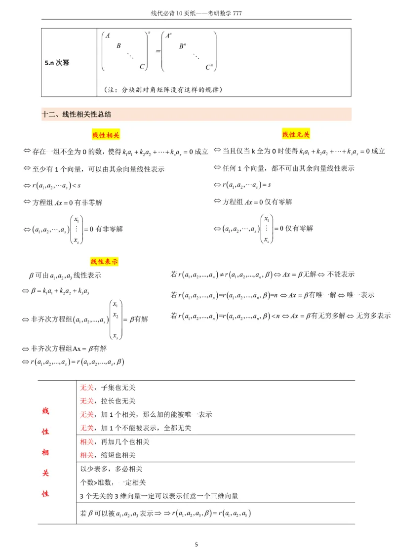 线代必备十页纸_27考研真题_考研数学一、二、三历年真题+考研数学资料（1994-2026）_数学《777必备公式》