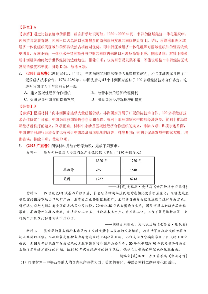 第11讲世界殖民体系与亚非拉人民的抗争（练习）（解析版）_07高考历史_2024年新高考资料_2.2024二轮复习_2024年高考历史二轮复习讲练测（新教材新高考）