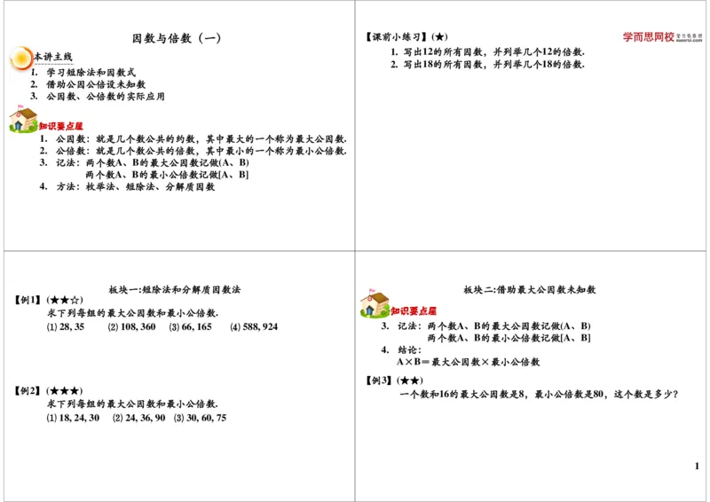 因数与倍数（一）_奥数专题合集_H004五年级奥数年卡竞赛班60讲张新刚mp4+pdf_第23讲因数与倍数（一）