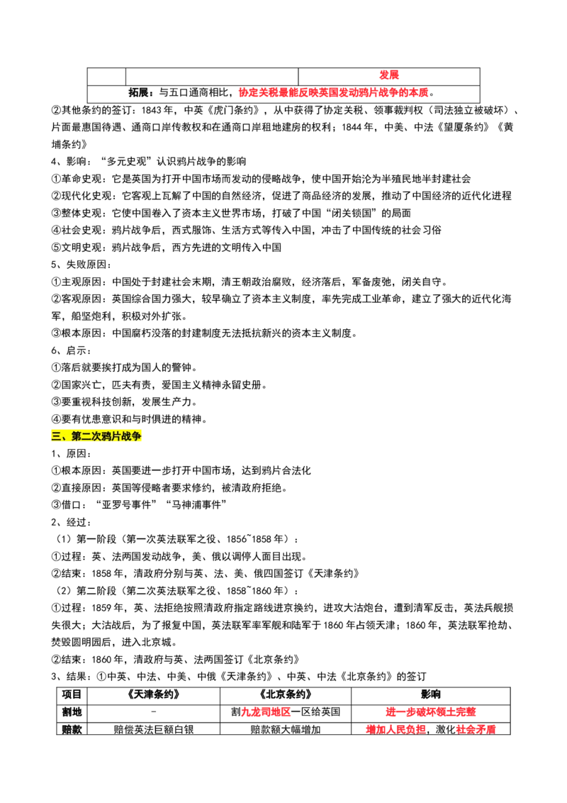 第10讲两次鸦片战争与列强侵略的加剧（讲义）（解析版）_07高考历史_2025年新高考资料_一轮复习_2025年高考历史一轮复习讲练测（新教材新高考）（完结）_讲义+练习