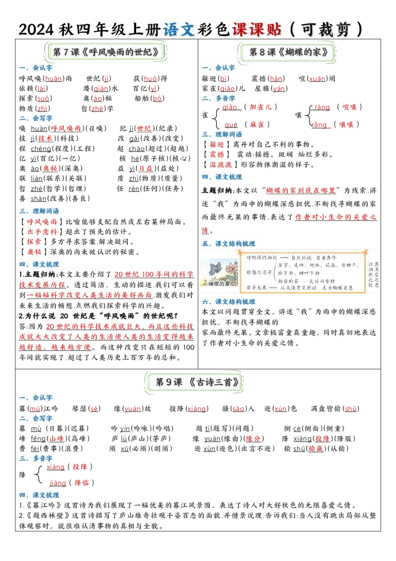 四年级彩色课课贴(1)_小学1-6年级常用的上册资源汇总_四年级上册资料(1)