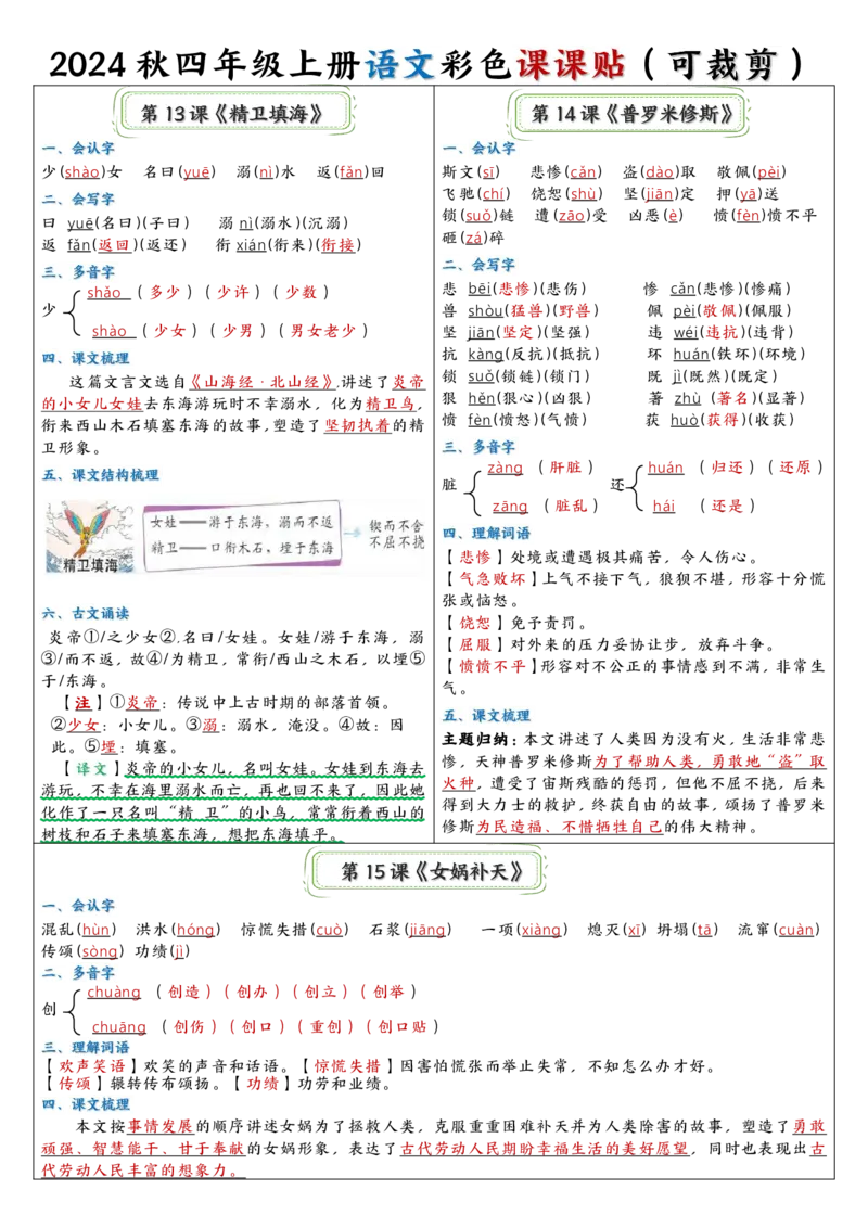 四年级彩色课课贴(1)_小学1-6年级常用的上册资源汇总_四年级上册资料(1)