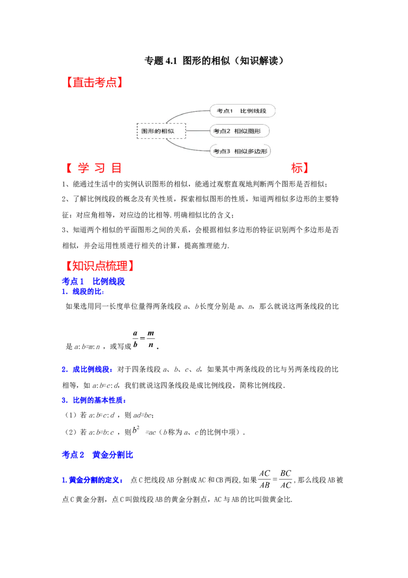 专题4.1图形的相似（知识解读）-2022-2023学年九年级数学上册《同步考点解读&bull;专题训练》（北师大版）_北师大初中数学_9上-北师大版初中数学_06专项讲练
