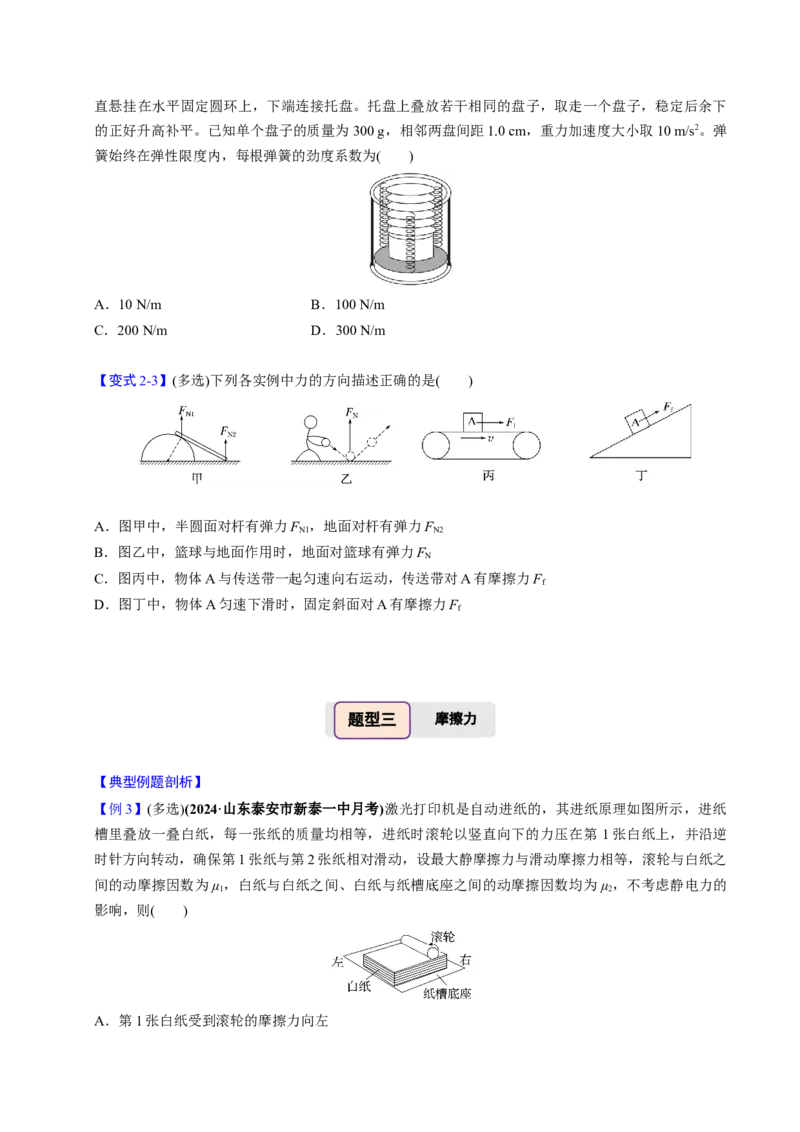 第04讲重力弹力摩擦力四大题型（举一反三）（原卷版）_03高考英语_2025年新高考资料_二轮复习_01高考语文等多个文件_备战2025年高考物理举一反三系列（新高考通用）