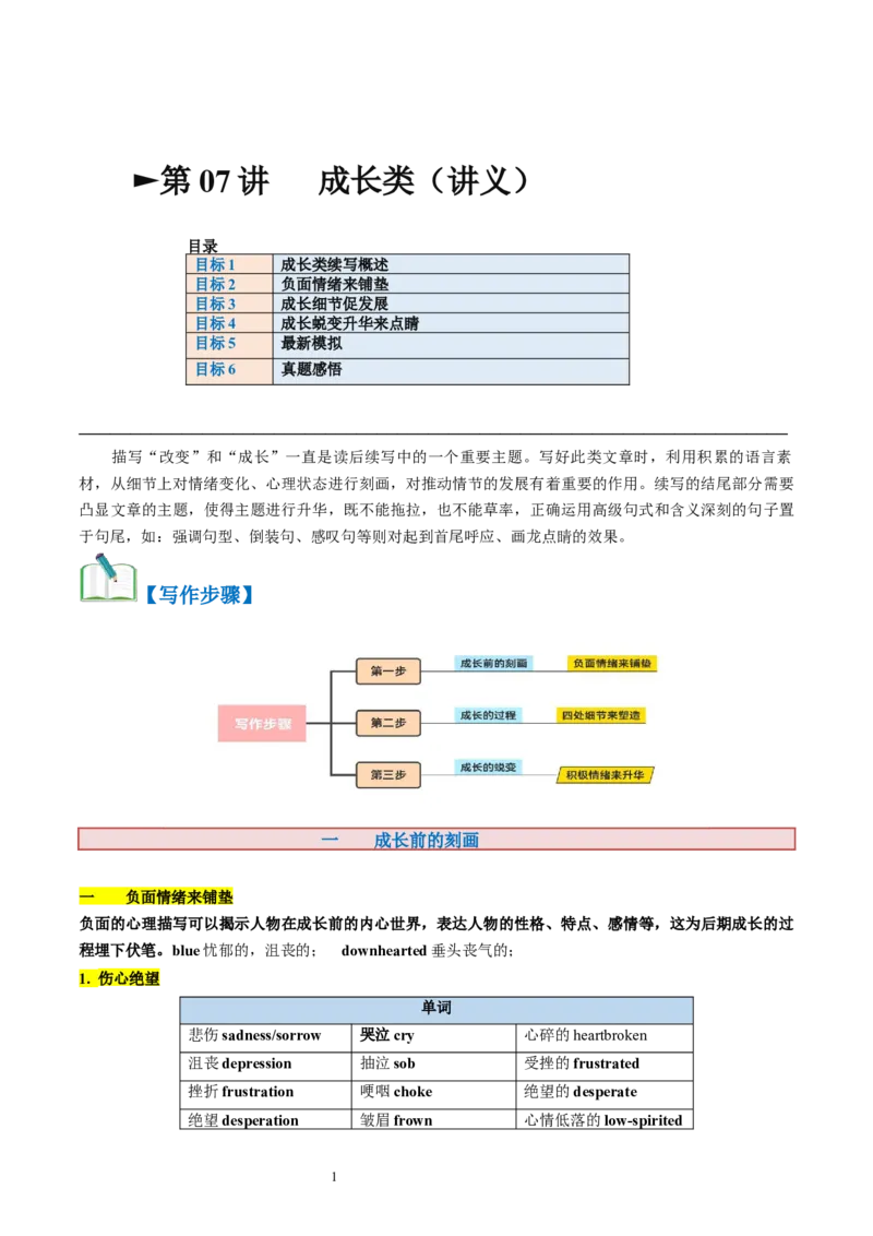 第07讲读后续写之&ldquo;成长类&ldquo;主题（讲义）_03高考英语_新高考复习资料_2024年新高考资料_一轮复习资料_完2024年高考英语一轮复习讲练测(课件+讲义+练习)（新高考）