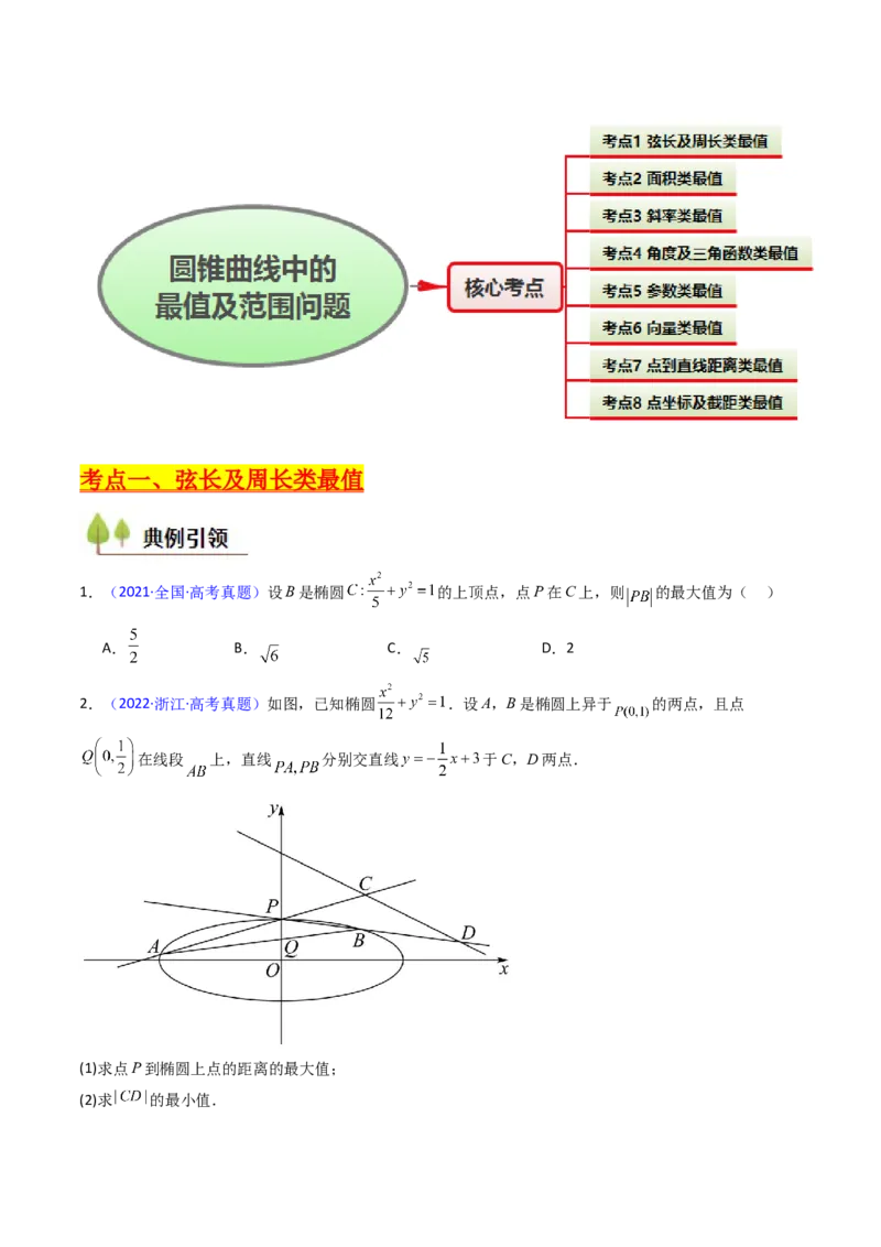 第15讲圆锥曲线中的最值及范围问题（学生版）_2025年新高考资料_一轮复习_备战2025年高考数学一轮复习考点帮_备战2025年高考数学一轮复习考点帮（新高考通用）（完结）
