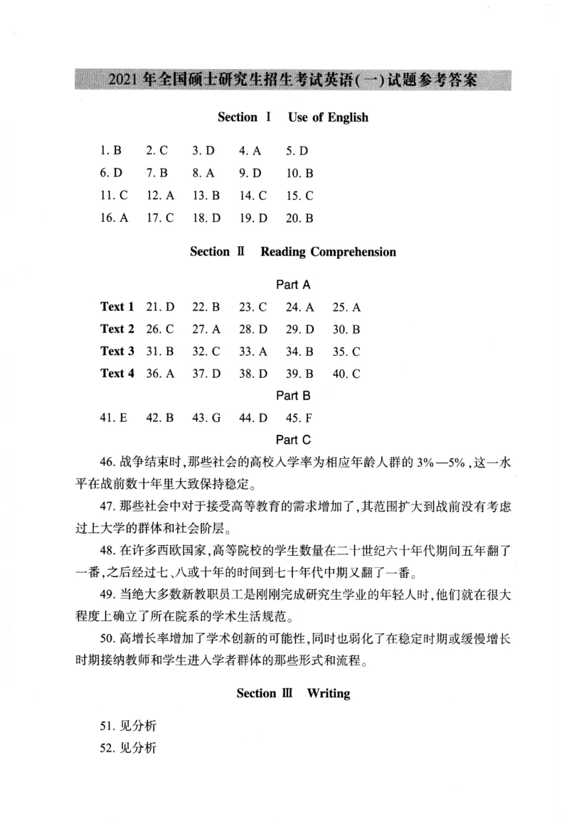 英语一真题答案速查2010-2024_考研真题_x_英语一真题+解析［80-25］_英语一2010-2024真题及解析