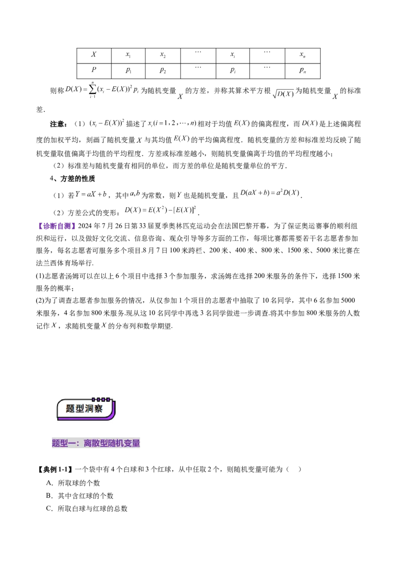 第07讲离散型随机变量及其分布列、数字特征（六大题型）（讲义）（原卷版）_2025年新高考资料_一轮复习_2025年高考数学一轮复习讲练测（新教材新高考，含2024高考真题）