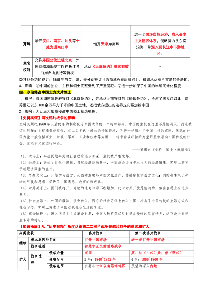 第10讲两次鸦片战争与列强侵略的加剧（讲义）（解析版）_07高考历史_2025年新高考资料_一轮复习_2025年高考历史一轮复习讲练测（新教材新高考）