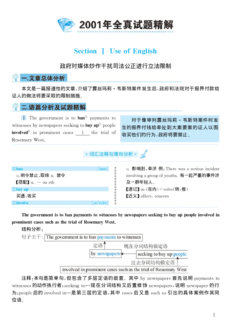2001年考研英语真题解析_考研真题_x_英语一真题+解析［80-25］_英语一1980-2009真题及解析_1998-2009考研英语一详解（PDF）