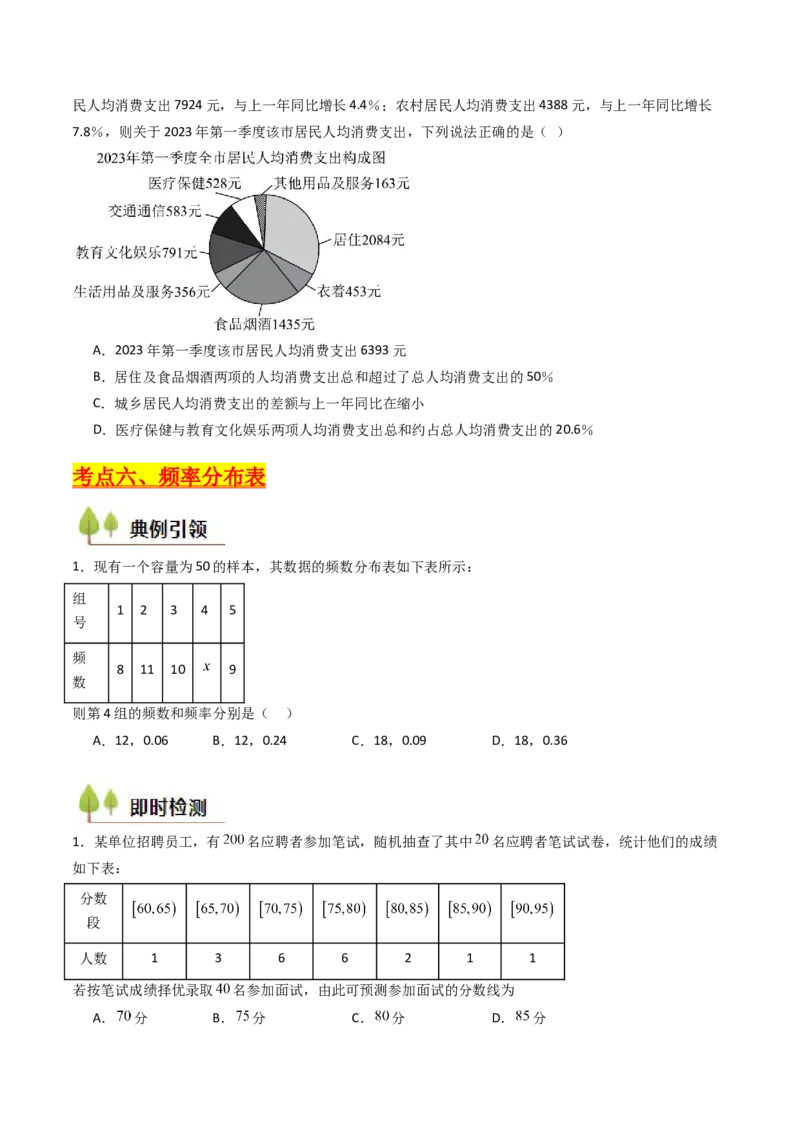 第09讲统计与统计案例（学生版）_02高考数学_2025年新高考资料_一轮复习_备战2025年高考数学一轮复习考点帮_备战2025年高考数学一轮复习考点帮（新高考通用）（完结）