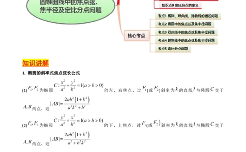 第08讲圆锥曲线中的焦点弦、焦半径及定比分点问题（高阶拓展、竞赛适用）（教师版）_02高考数学_2025年新高考资料_一轮复习_备战2025年高考数学一轮复习考点帮_第二部分专项讲义