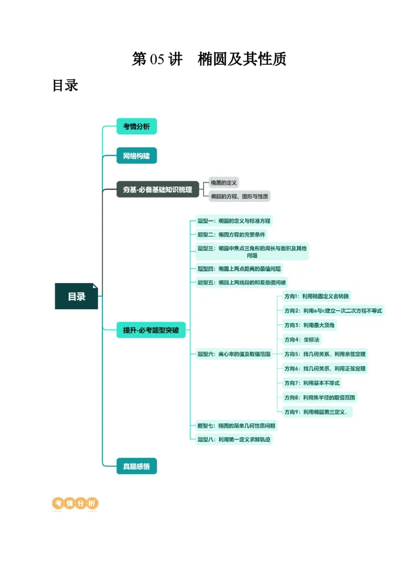第05讲椭圆及其性质（八大题型）（讲义）（原卷版）_02高考数学_新高考复习资料_2024年新高考资料_一轮复习资料_完2024年高考数学一轮复习讲练测(课件+讲义+练习)（新高考）