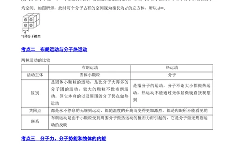 14.1分子动理论及内能（讲）--2023年高考物理一轮复习讲练测（全国通用）（原卷版）_04高考物理_通用版（老高考）复习资料_2023年复习资料_一轮复习