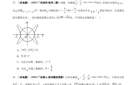 第06讲双曲线及其性质（练习）（原卷版）_02高考数学_新高考复习资料_2024年新高考资料_一轮复习资料_完2024年高考数学一轮复习讲练测(课件+讲义+练习)（新高考）