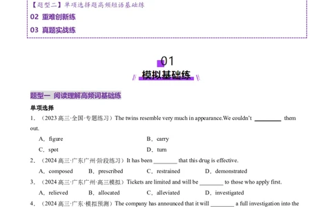 第04讲阅读理解高频单词+主题分类压轴词汇（练习）（原卷版）_03高考英语_新高考复习资料_2025年新高考复习_2025年高考英语一轮复习讲练测（新教材新高考，含2024年高考真题）_词汇