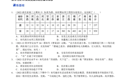 第06讲辽宋夏金元的社会经济和文化-（原卷版）_07高考历史_新高考复习资料_2023年新高考复习资料_2023年高考历史一轮复习讲练测（新高考专用）_中国古代史
