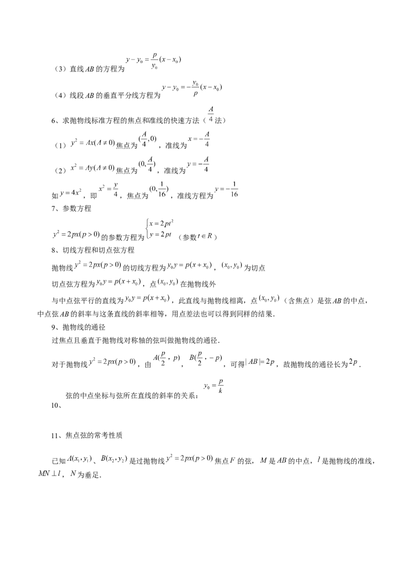 第07讲抛物线及其性质（六大题型）（讲义）（原卷版）_02高考数学_新高考复习资料_2024年新高考资料_一轮复习资料_完2024年高考数学一轮复习讲练测(课件+讲义+练习)（新高考）