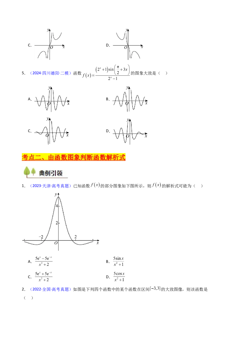 第05讲函数的图象（学生版）_2025年新高考资料_一轮复习_备战2025年高考数学一轮复习考点帮_备战2025年高考数学一轮复习考点帮（新高考通用）（完结）_第二部分专项讲义