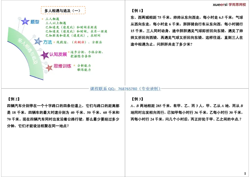 多人相遇与追及（一）_奥数专题合集_H004五年级奥数年卡竞赛班60讲张新刚mp4+pdf_第43讲多人相遇与追及（一）