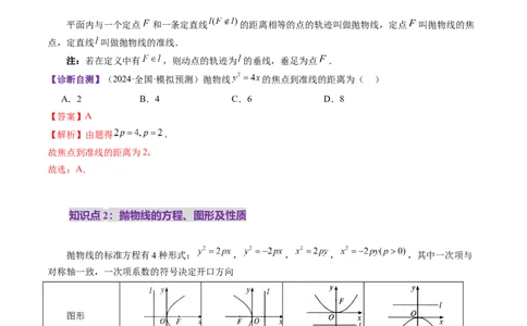 第07讲抛物线及其性质（八大题型）（讲义）（解析版）_2025年新高考资料_一轮复习_2025年高考数学一轮复习讲练测（新教材新高考，含2024高考真题）_第八章平面解析几何