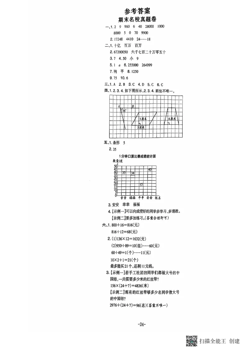 四年级期末数学人教版_小学1-6年级常用的上册资源汇总_四年级上册资料(1)