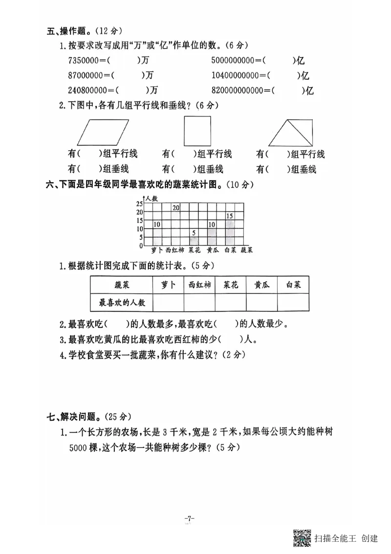 四年级期末数学人教版_小学1-6年级常用的上册资源汇总_四年级上册资料(1)