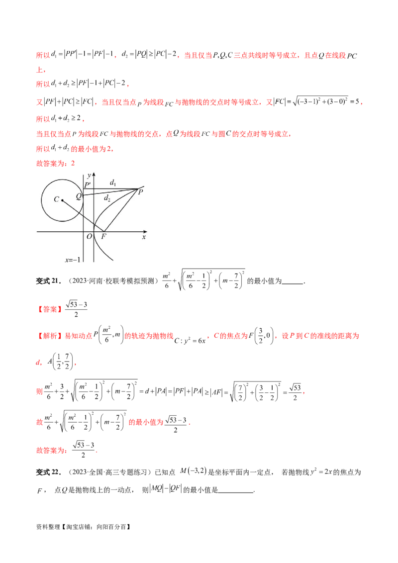 第07讲抛物线及其性质（六大题型）（讲义）（解析版）_02高考数学_新高考复习资料_2024年新高考资料_一轮复习资料_完2024年高考数学一轮复习讲练测(课件+讲义+练习)（新高考）
