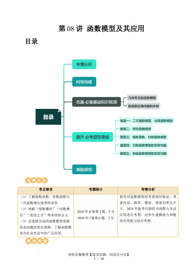 第08讲函数模型及其应用（五大题型）（讲义）（解析版）_02高考数学_新高考复习资料_2024年新高考资料_一轮复习资料_完2024年高考数学一轮复习讲练测(课件+讲义+练习)（新高考）