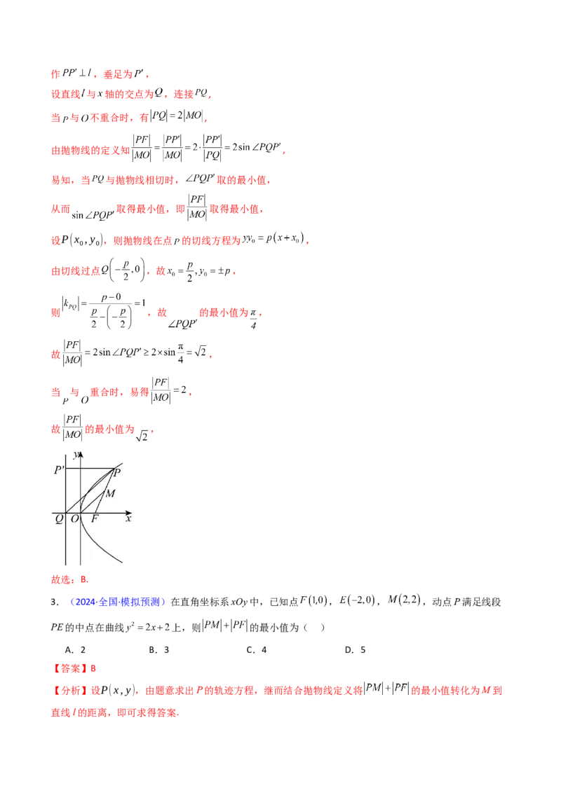 第06讲抛物线方程及其性质（教师版）_2025年新高考资料_一轮复习_备战2025年高考数学一轮复习考点帮_备战2025年高考数学一轮复习考点帮（新高考通用）（完结）_第二部分专项讲义