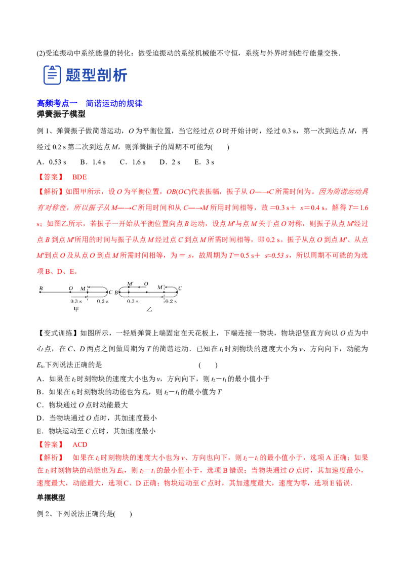 15.1机械振动（讲）--2023年高考物理一轮复习讲练测（全国通用）（解析版）_04高考物理_通用版（老高考）复习资料_2023年复习资料_一轮复习_2023年高考物理一轮复习讲练测（全国通用）
