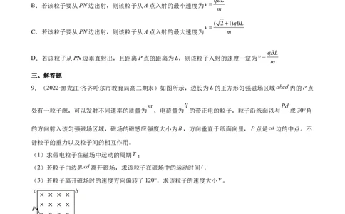10.2磁场对运动电荷的作用（练）--2023年高考物理一轮复习讲练测（全国通用）（原卷版）_04高考物理_通用版（老高考）复习资料_2023年复习资料_一轮复习