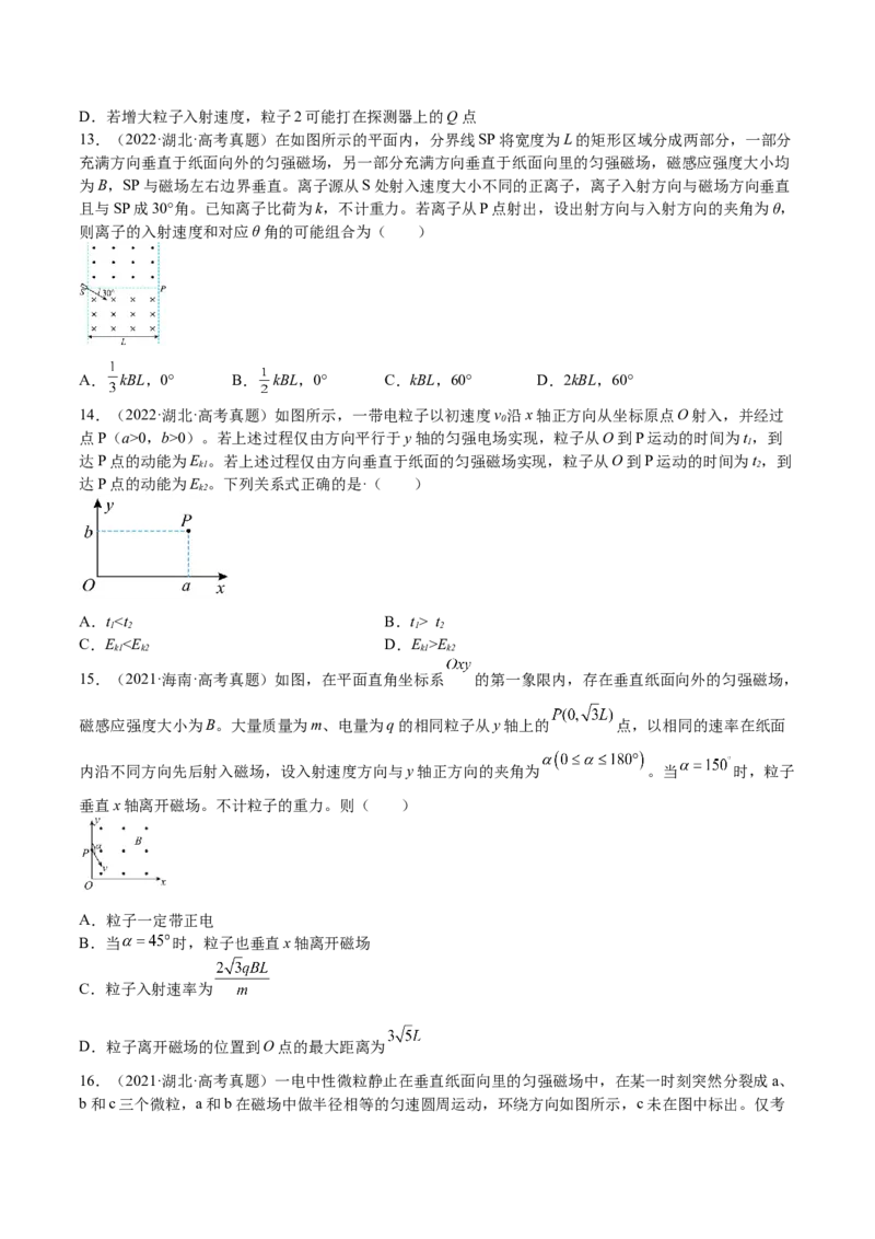 10.2磁场对运动电荷的作用（练）--2023年高考物理一轮复习讲练测（全国通用）（原卷版）_04高考物理_通用版（老高考）复习资料_2023年复习资料_一轮复习